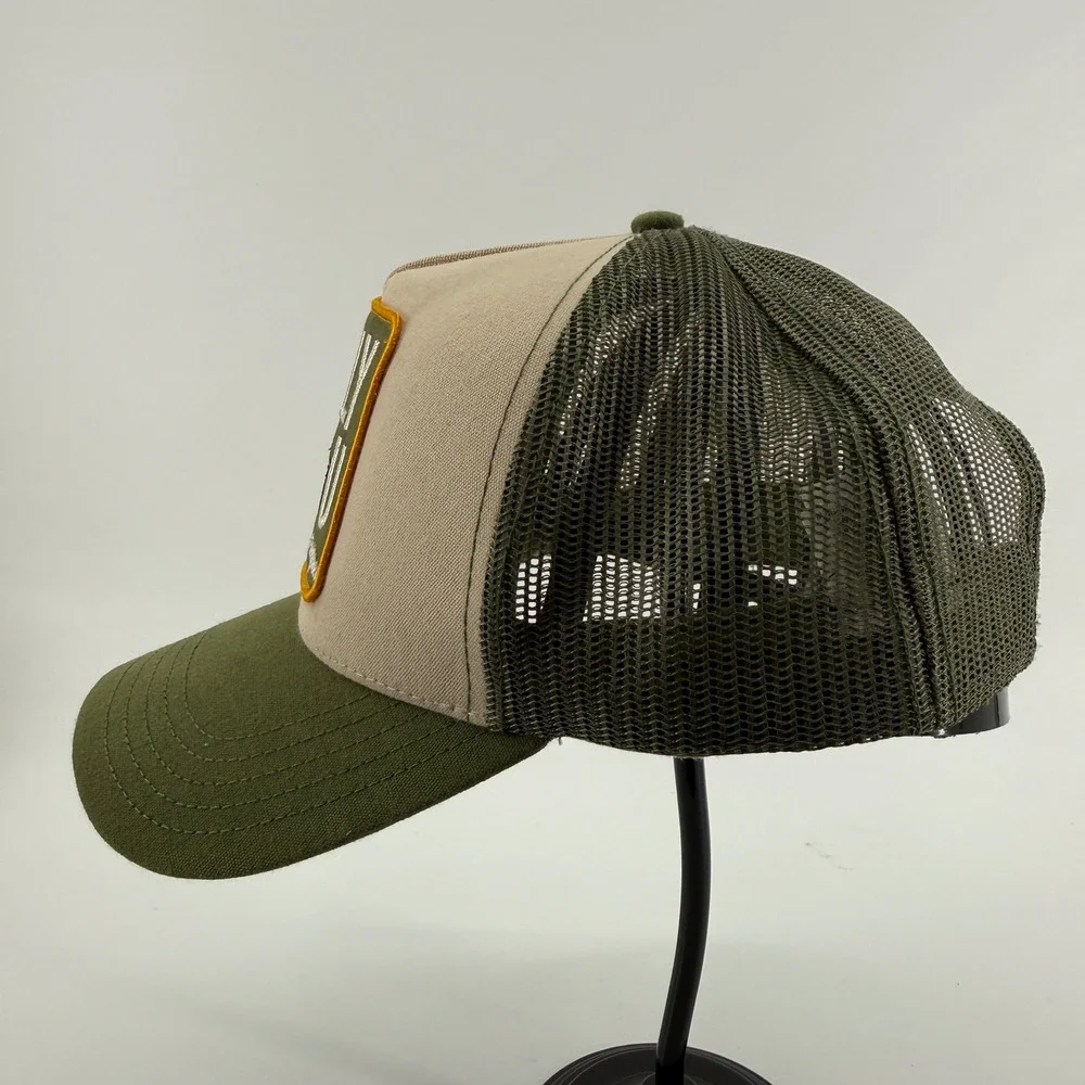 Smokey Bear Trucker Hat Green Tan Solid Cotton Mesh Patch Snapback